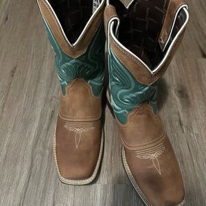 Durango Tan and Green Cowboy Boots